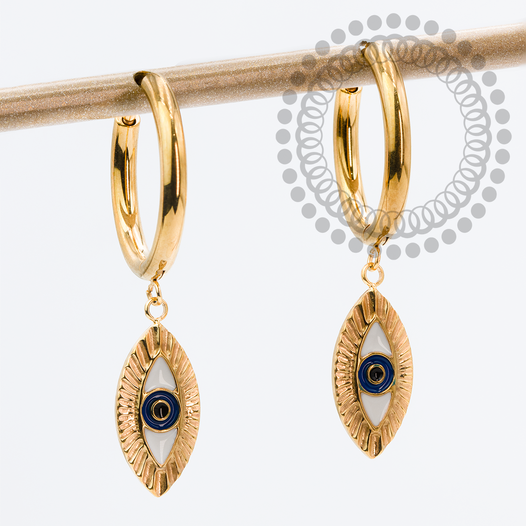 TN2153 Brinco Argola 12mm Olho Grego Titânio PVD Gold