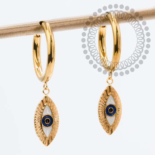 TN2153 Brinco Argola 12mm Olho Grego Titânio PVD Gold