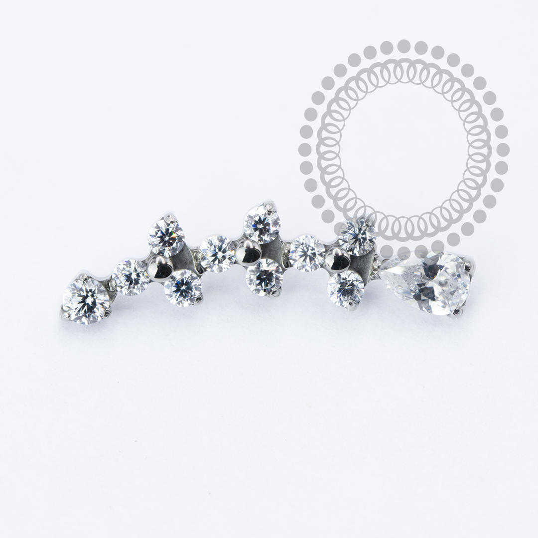 TN2262 Topo Cluster Três Trinitys e CZ Gota Titânio ASTM F136