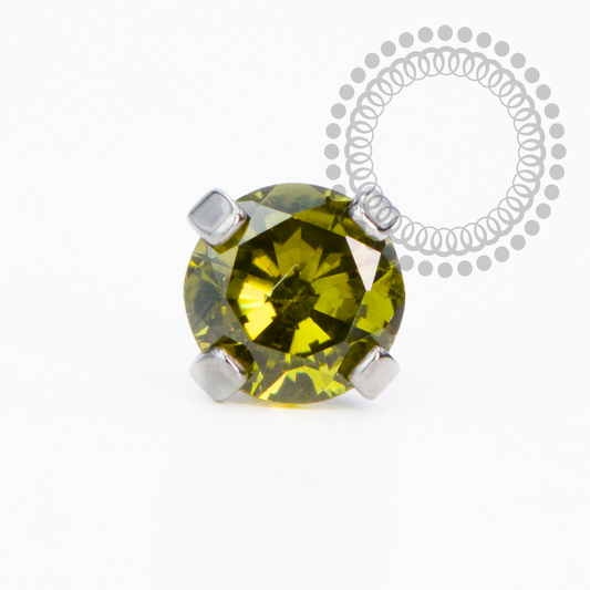 Topo CZ Peridot ProngSet Push Pin Titânio Mill®
