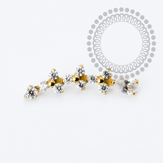 Topo Cluster Três Trinitys e CZ Gota Titânio PVD Gold