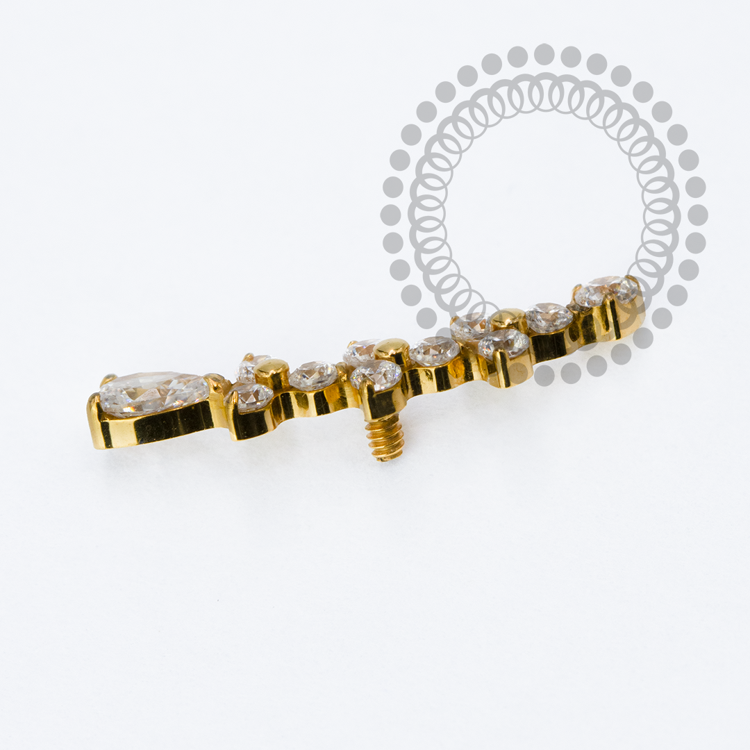 TN2261 Topo Cluster Três Trinitys e CZ Gota Titânio PVD Gold