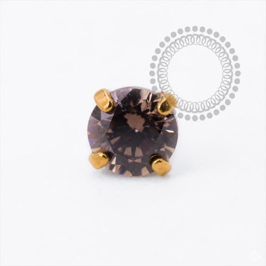 TN2526 Topo CZ Dark Coffee Push Pin Titanio PVD Gold