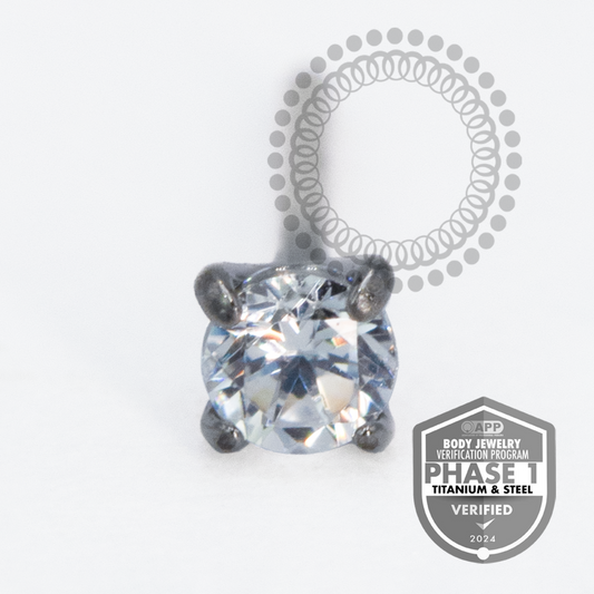 TT13 Topo CZ Cristal ProngSet Push Pin Titânio Mill®