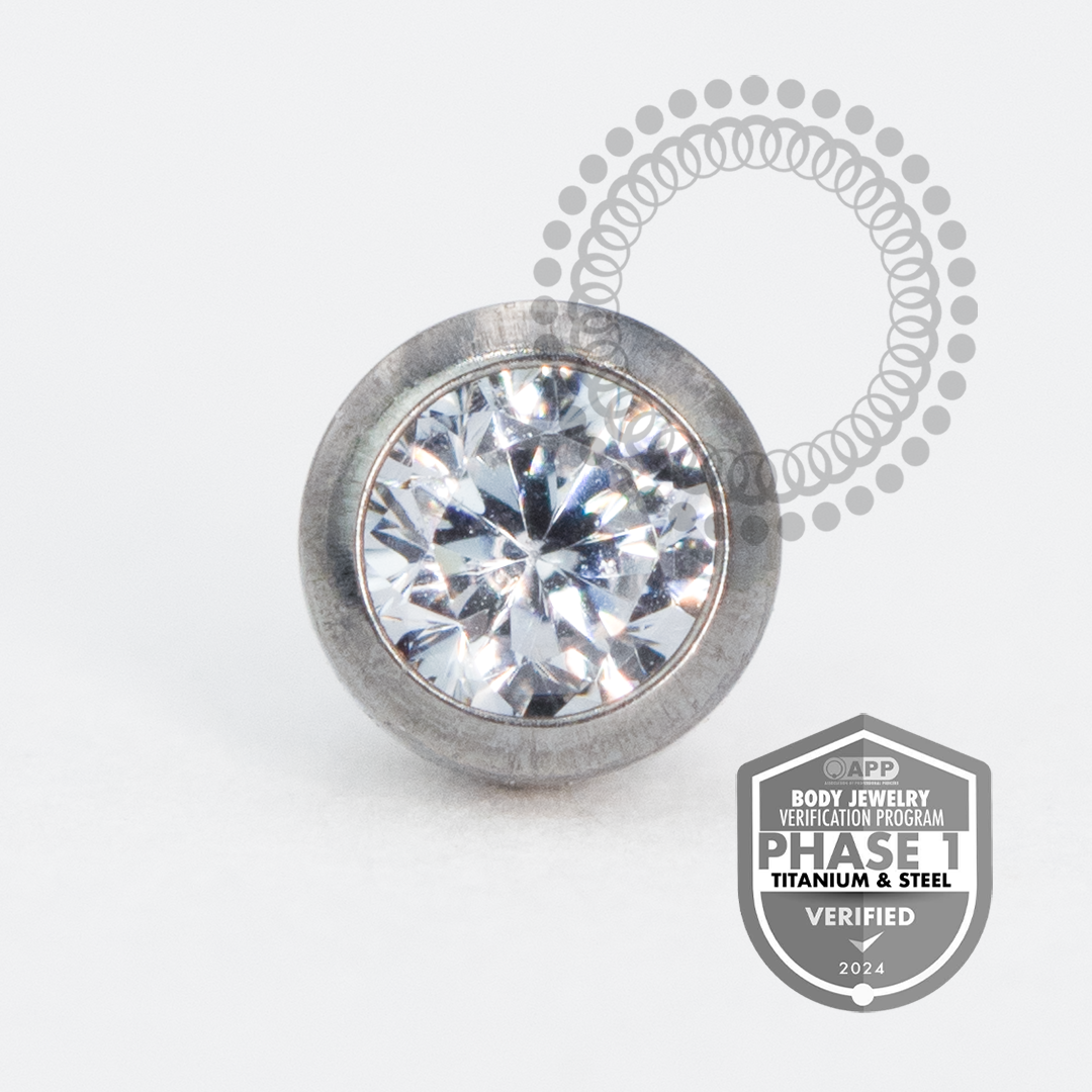 TT12 Topo Mini Cristal Ball - Traseira Abaolada – (16G) Rosca Interna | Titânio Mill®