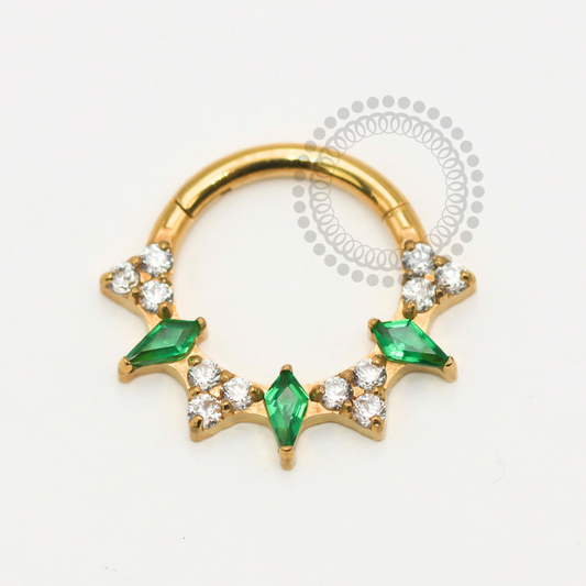 TN1774 Segmento Spark Verde Esmeralda E Cristal Titânio PVD Gold