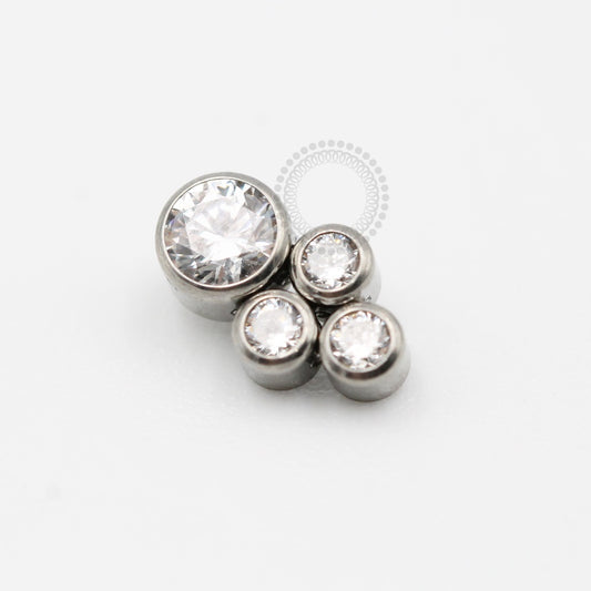 TN392 Topo Zirconias 4mm Com 3 CZ 2,5mm Titânio
