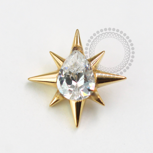 TN1580 Topo Estrela Gota Central Titânio PVD Gold