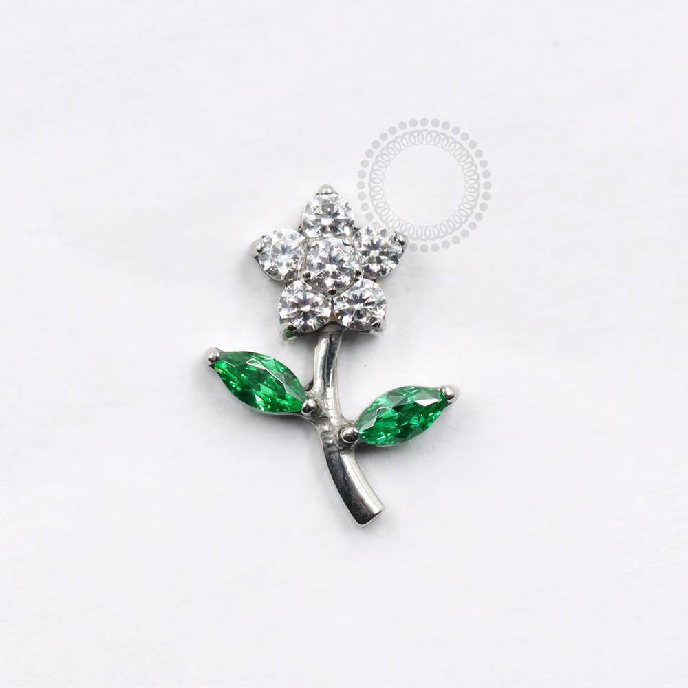 TN849 Topo Flor Duas Petalas Titânio
