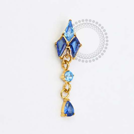 TN1744 Topo Zircônia Tanzania E Dark Blue Titânio PVD Gold