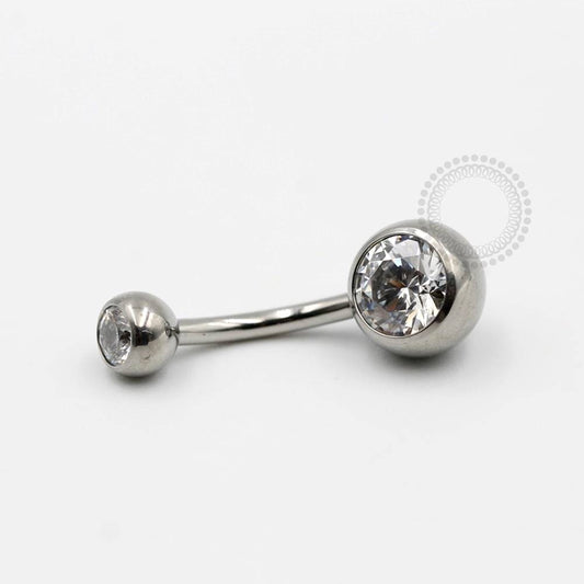 TN99 Navel Piercing Tradicional Stone CZ Titânio
