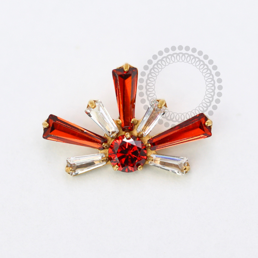 TN1735 Topo Estrela Baguete Rubi E Cristal Titânio PVD Gold