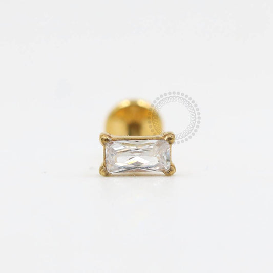 PVD104 Labret Zirconia Retângulo Pvd Gold