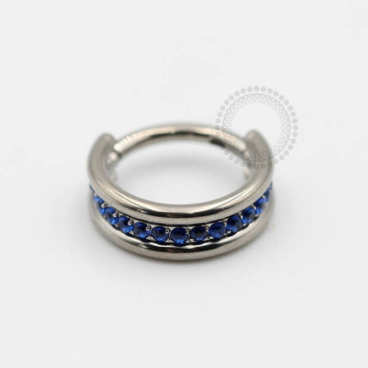 TN67 Triple Segment Line Stones Crystal Titanium
