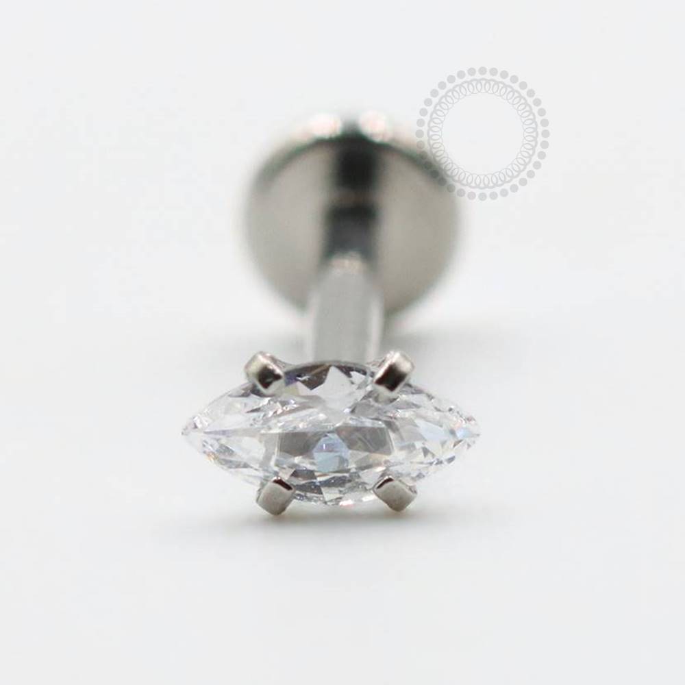 PB127 Labret Stone Navete Zirconia Steel 316L