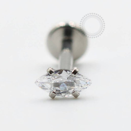 PB127 Labret Stone Navete Zirconia Steel 316L
