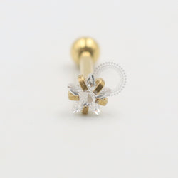 PVD75 Micro Barbell Estrela Strass Aço Pvd Gold