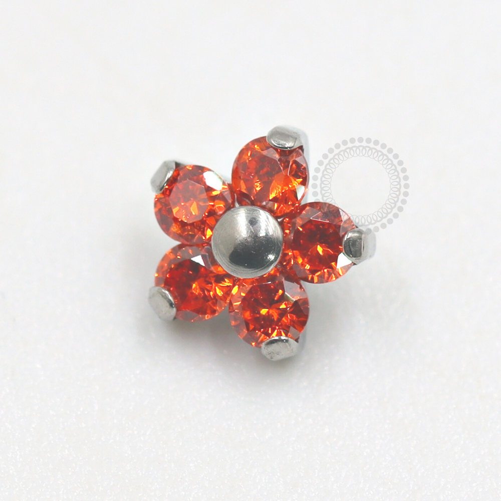 TN278 Topo Flor CZ Miolo Titânio