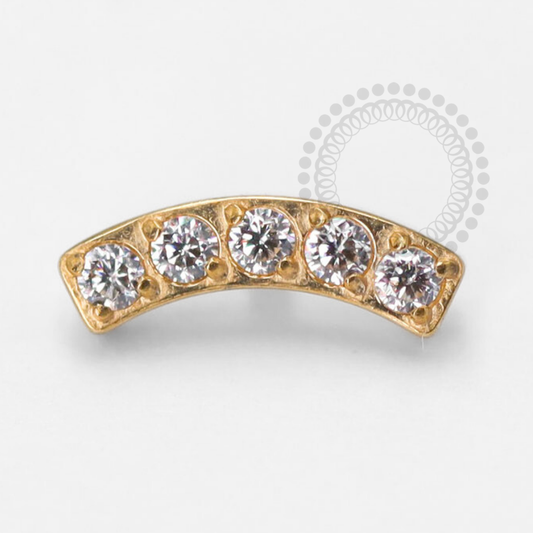 TN1443 Mini Cluster Top 5 Zirconias Titanium PVD Gold 