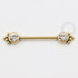 PVD60 Nipple Piercing Indiano Aço Strass Colado Pvd Gold