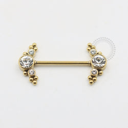 PVD73 Nipple Piercing Indiano Cluster Aço Pvd Gold