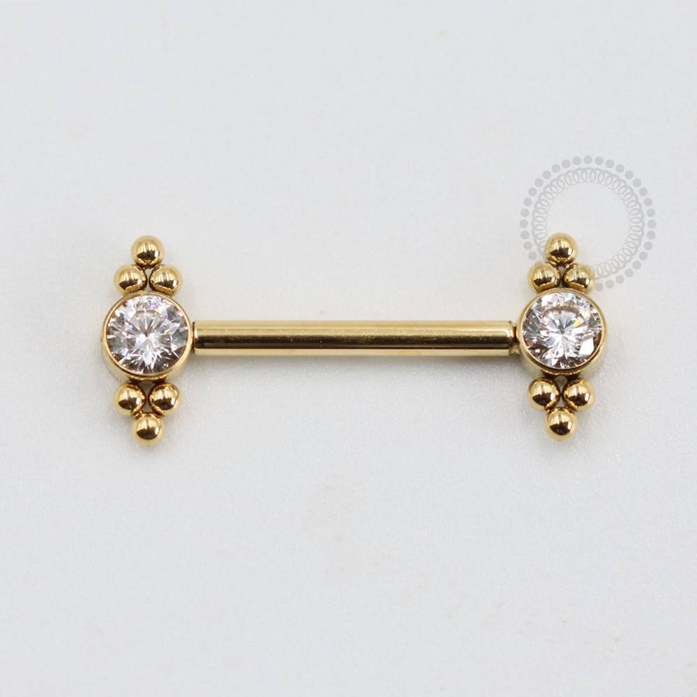 PVD92 Nipple Piercing Charme Zircônia Aço Pvd Gold