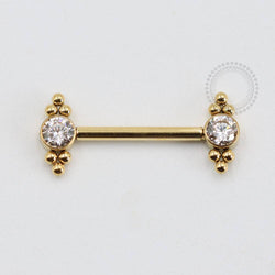 PVD92 Nipple Piercing Charme Zircônia Aço Pvd Gold