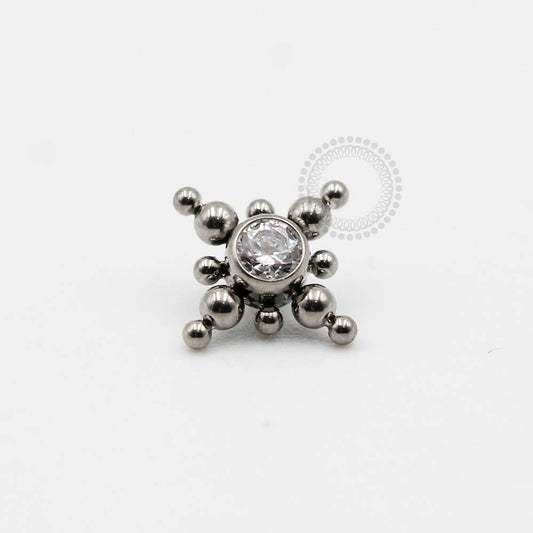 TN55 Topo Pedra Zirconia Com Esferas (Modelo 2) - Titânio