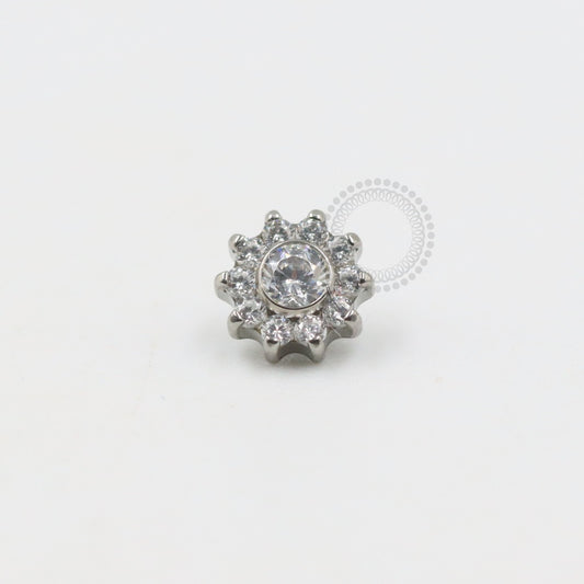 TN293 Topo Mini Flor 10 Pétalas CZ Titânio