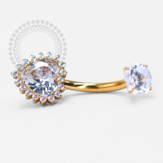 TN1422 Navel Coração Luxo Titânio PVD Gold