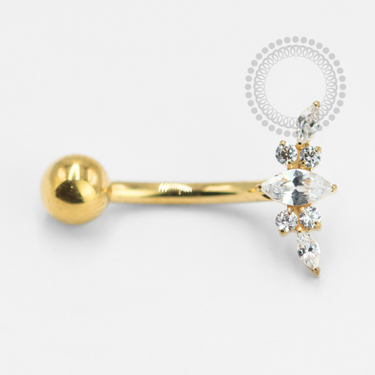 TN1492 Navel Brisa Floral Titânio PVD Gold
