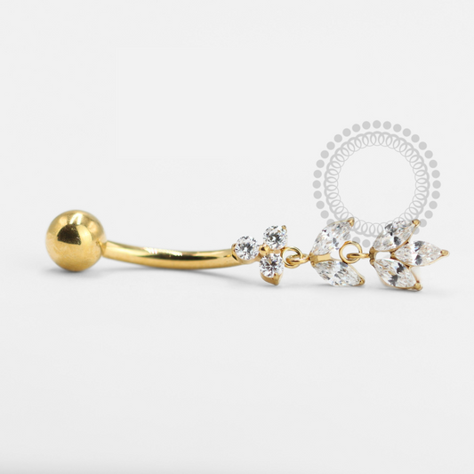 TN1494 Navel Navel Trinity Gotas de Encanto Titânio PVD Gold