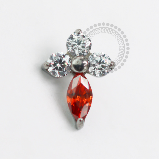 TN1568 Topo Trevo Cristal Red Titânio ASTM F-136