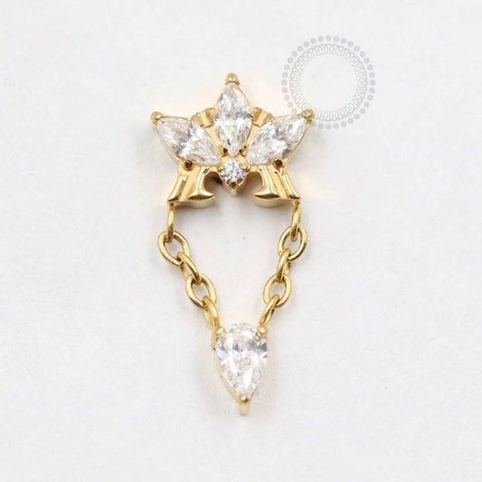 TN715 Topo Glamour com Corrente Titânio PVD Gold