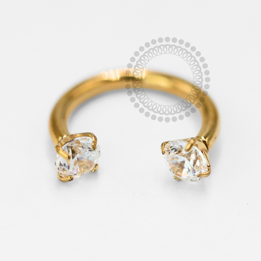 TN1553 Ferradura CZ Cristal Titânio PVD Gold