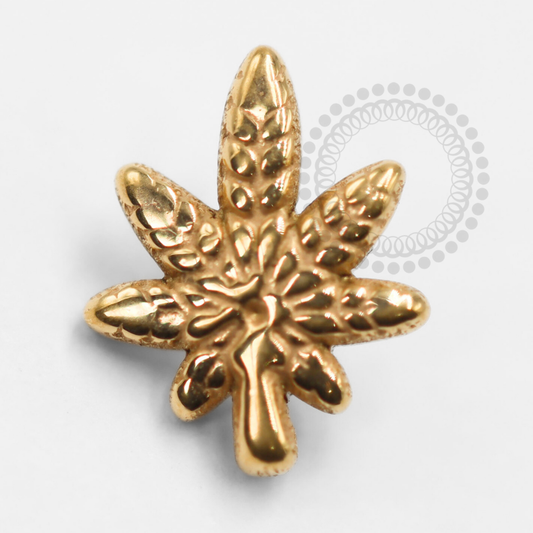 TN1427 Cannabis Leaf Top M Titanium PVD Gold 