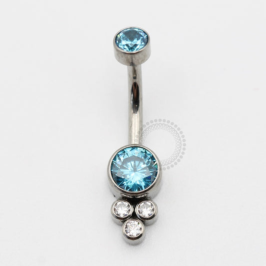 TN242 Navel Piercing Flat Stone 3 CZ Titânio