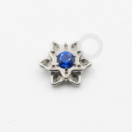 TN633 Topo Flor Lotus Miolo Azul Royal CZ Titânio