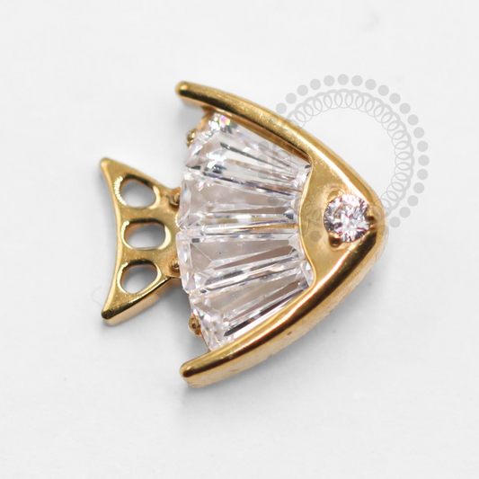 TN1381 Fish Top Zirconia Crystal Titanium PVD Gold 