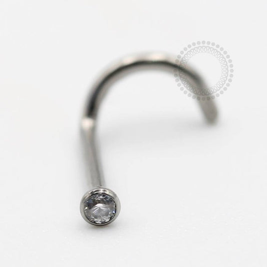 TN236-1 Nose Ring Zirconia Flat Titanium