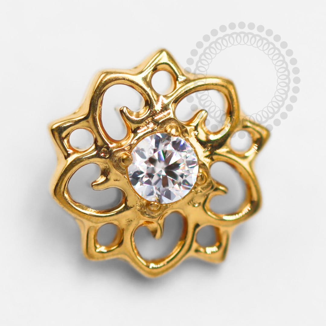 TN1486 Topo Flor De Lótus Modelo 2 Titânio PVD Gold
