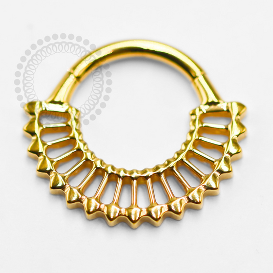 TN1414 Hollow Segment Mini Hearts Titanium PVD Gold 