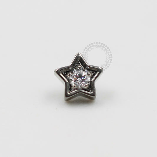 TN409 Topo Estrela Com Stone CZ Titânio