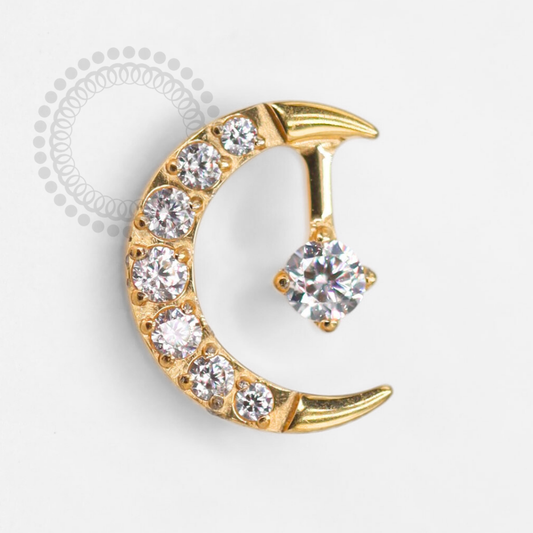 TN1445 Moon Top Studded with Light Point Titanium PVD Gold 
