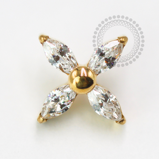 TN1577 Topo Flor Petálas Delicadas Titânio PVD Gold