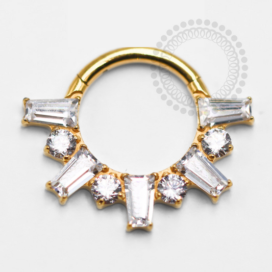TN1353 Rectangular Zircon Segment Titanium PVD Gold 