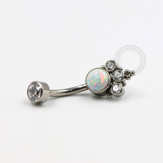 TN254 Navel Piercing Opala e CZ Esferas Titânio