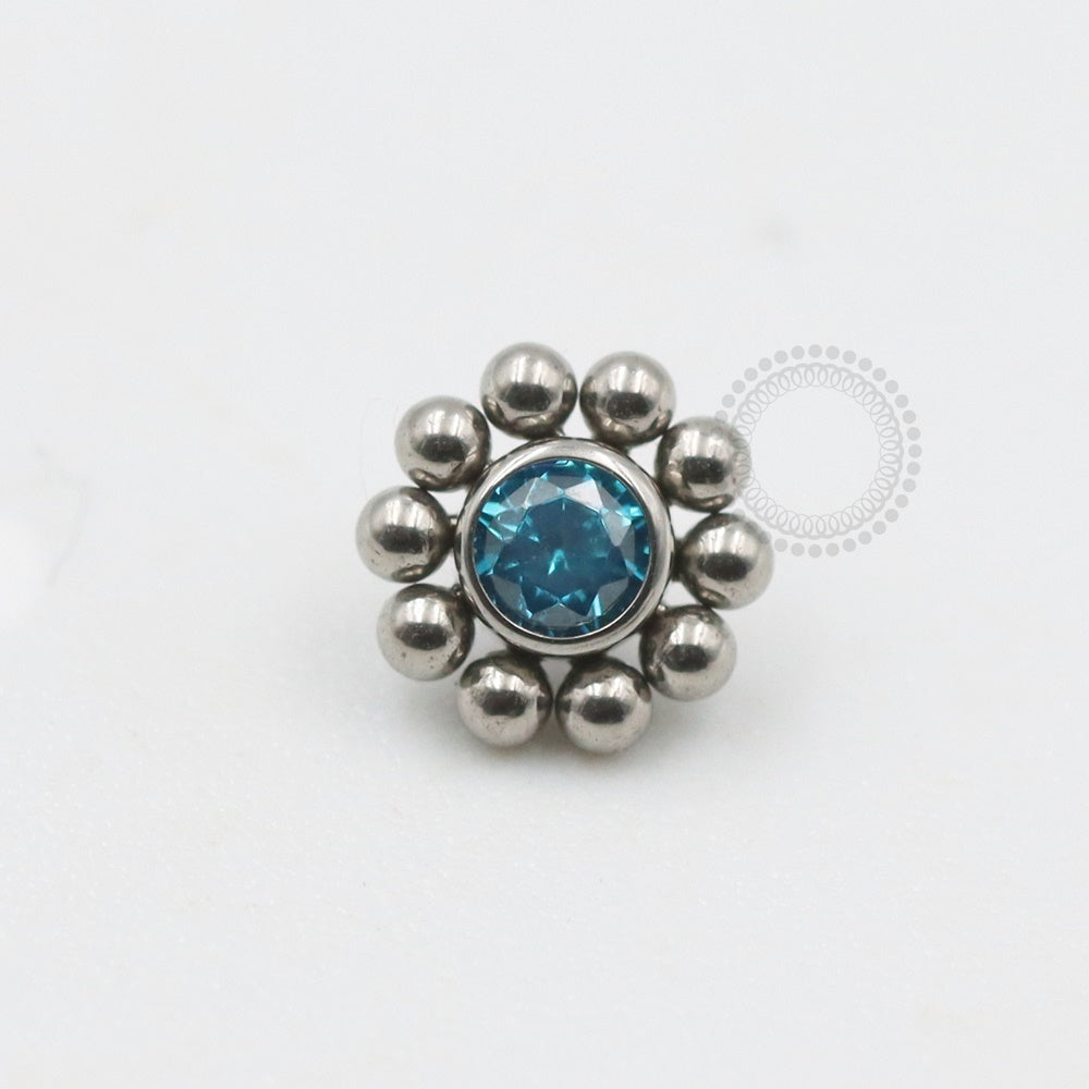 TN567 Topo Sol CZ Azul C Esferas Titânio
