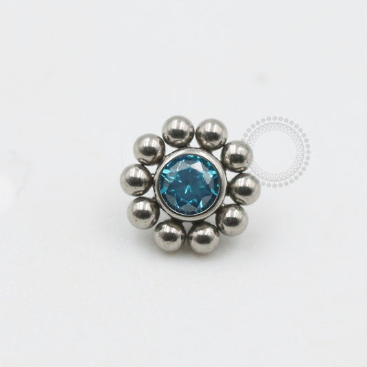 TN567 Topo Sol CZ Azul C Esferas Titânio