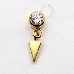 TN824 Topo Zircônia Solitaria com Pingente Triangular Titânio Pvd Gold